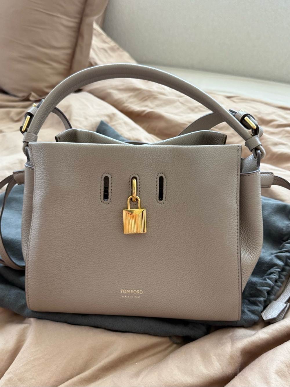 Tom Ford
Padlock Top Handle Bag Leather color Silk Taupe